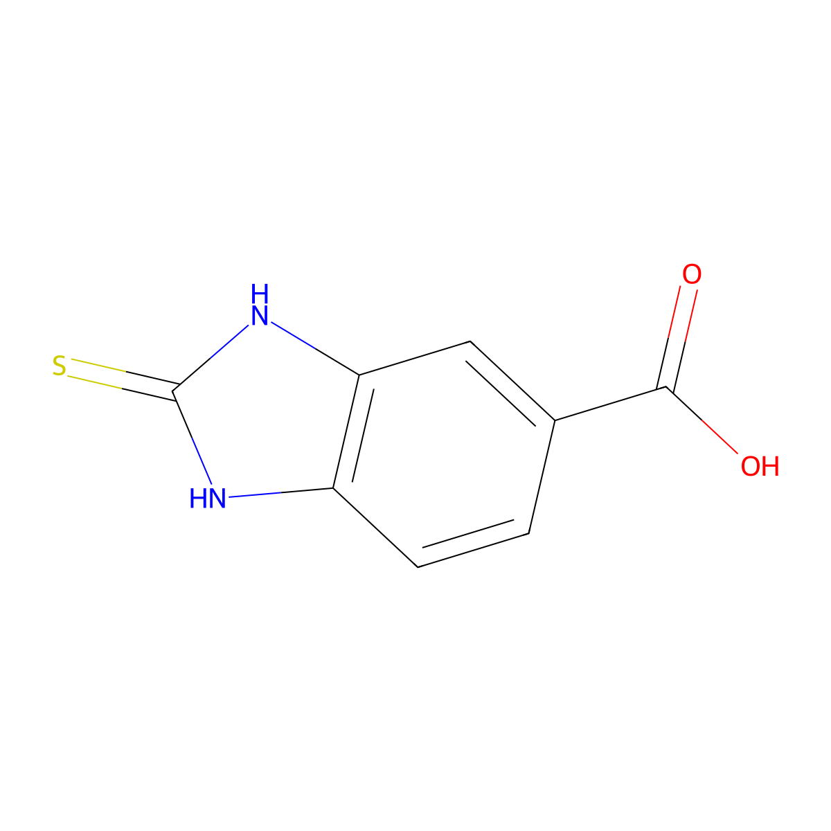 2-sulfanylidene-2,3-dihydro-1H-1,3-benzodiazole-5-carboxylic acid molecular structure, CAS 58089-25-1