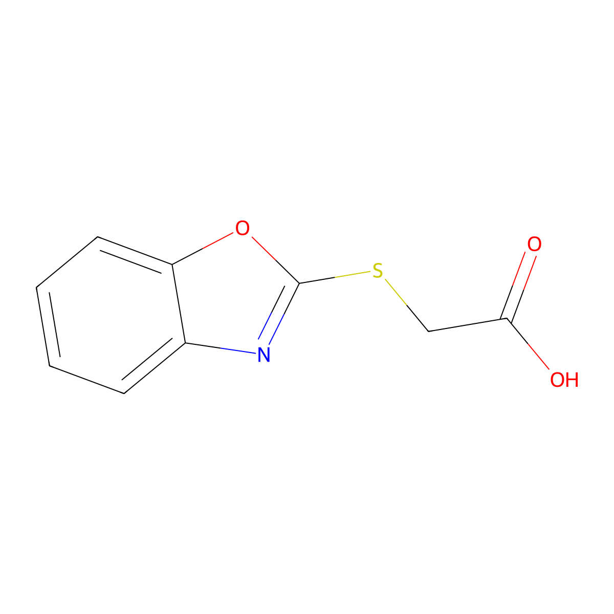 (1,3-Benzoxazol-2-ylthio)acetic acid molecular structure, CAS 58089-32-0