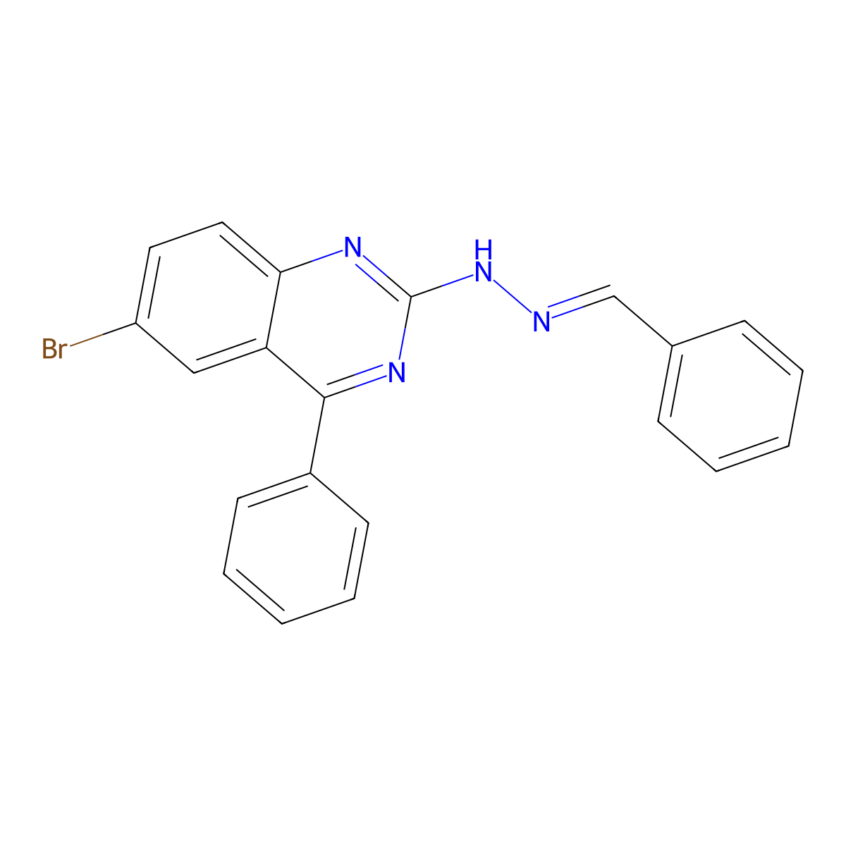 N-(benzylideneamino)-6-bromo-4-phenylquinazolin-2-amine molecular structure, CAS 5809-21-2