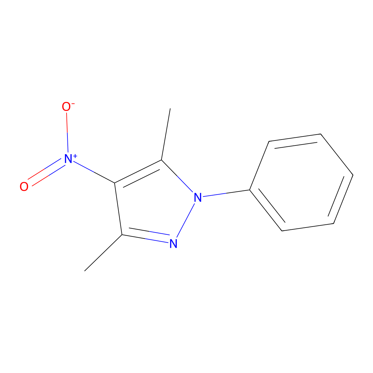 3,5-Dimethyl-4-nitro-1-phenyl-1H-pyrazole molecular structure, CAS 5809-38-1