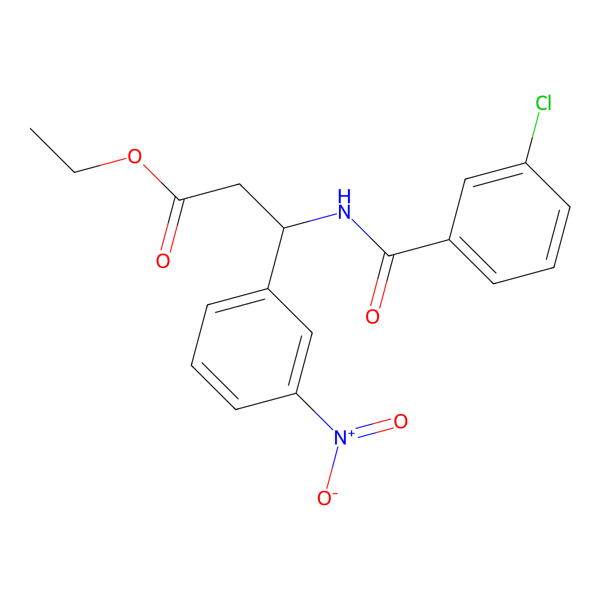 Ethyl 3-[(3-chlorobenzoyl)amino]-3-(3-nitrophenyl)propanoate molecular structure, CAS 5809-96-1