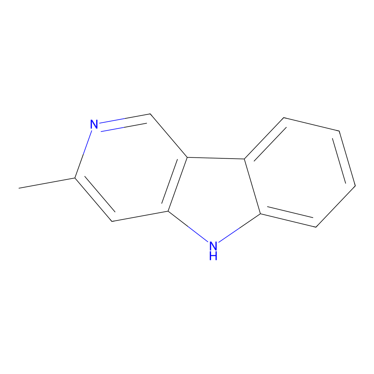 5H-Pyrido(4,3-b)indole, 3-methyl- molecular structure, CAS 58096-07-4