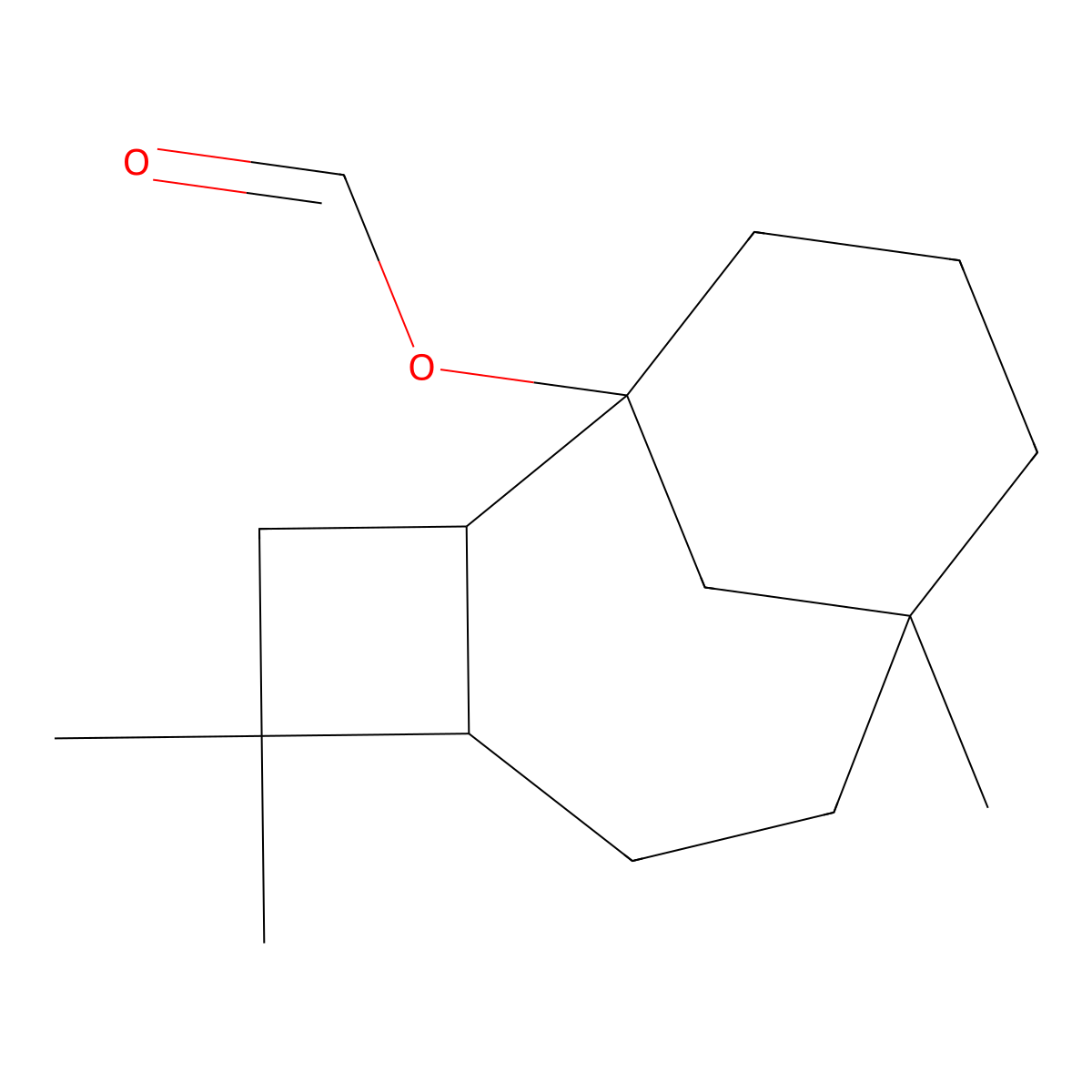 Tricyclo(6.3.1.02,5)dodecan-1-ol, 4,4,8-trimethyl-, 1-formate molecular structure, CAS 58096-46-1