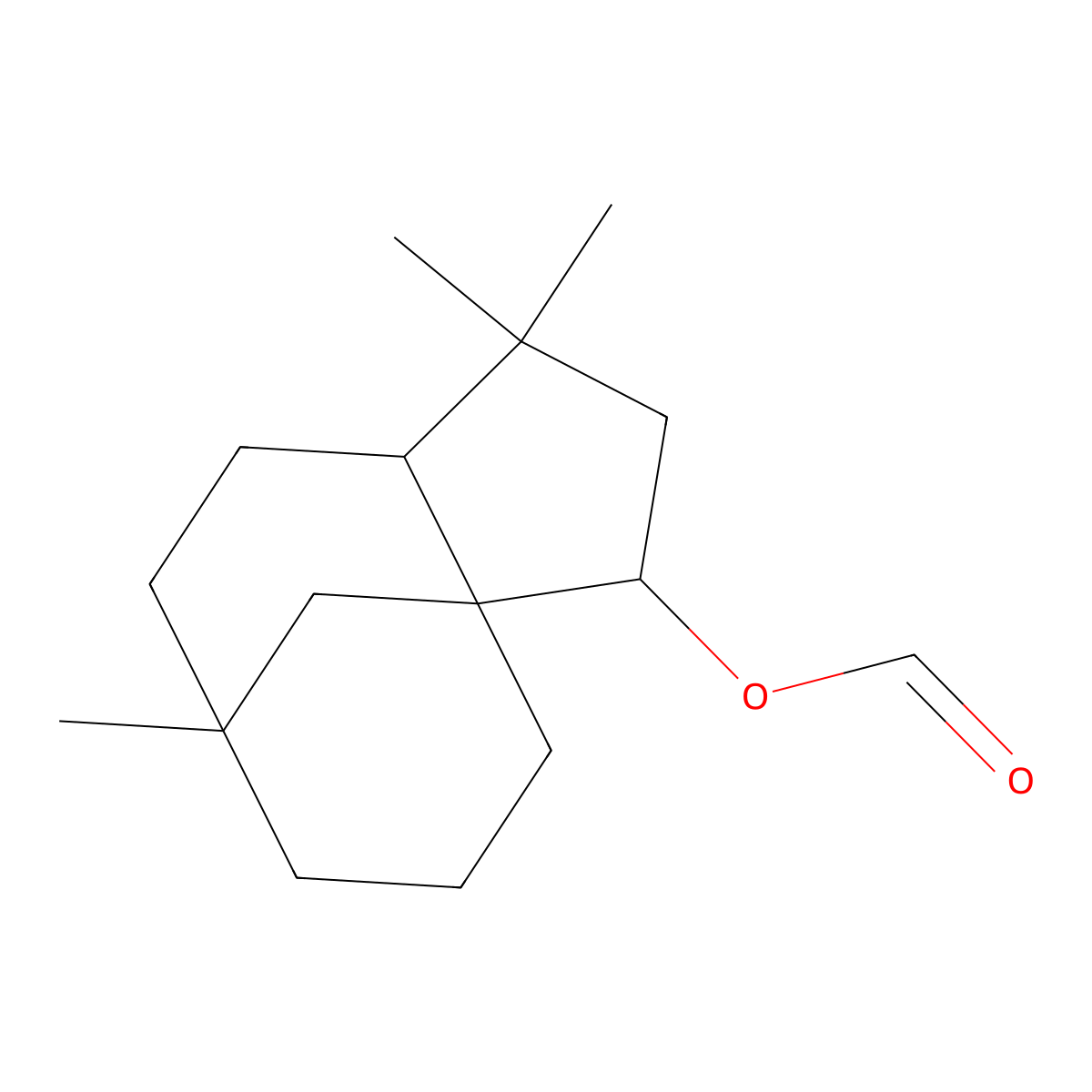 3a,7-Methano-3aH-cyclopentacycloocten-3-ol, decahydro-1,1,7-trimethyl-, 3-formate molecular structure, CAS 58096-47-2