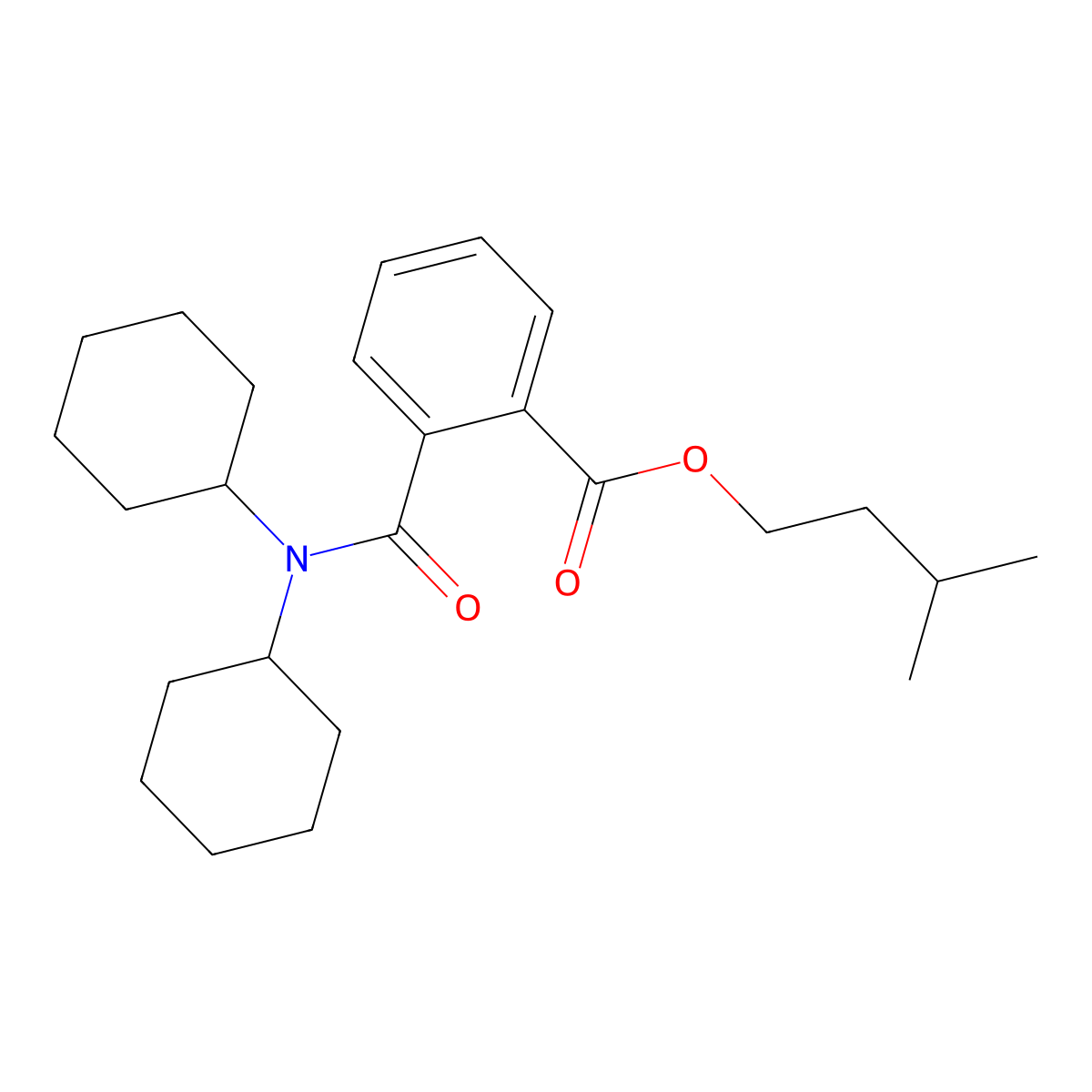3-Methylbutyl 2-(dicyclohexylcarbamoyl)benzoate molecular structure, CAS 5810-52-6