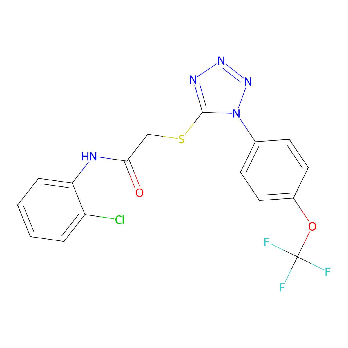 N-(2-chlorophenyl)-2-({1-[4-(trifluoromethoxy)phenyl]-1H-tetrazol-5-yl}sulfanyl)acetamide molecular structure, CAS 5810-61-7