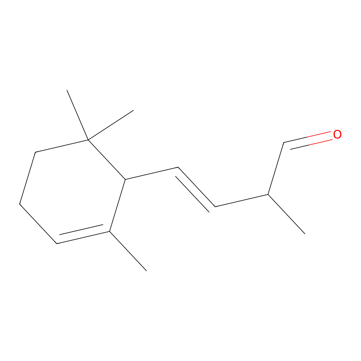3-Butenal, 2-methyl-4-(2,6,6-trimethyl-2-cyclohexen-1-yl)- molecular structure, CAS 58102-02-6