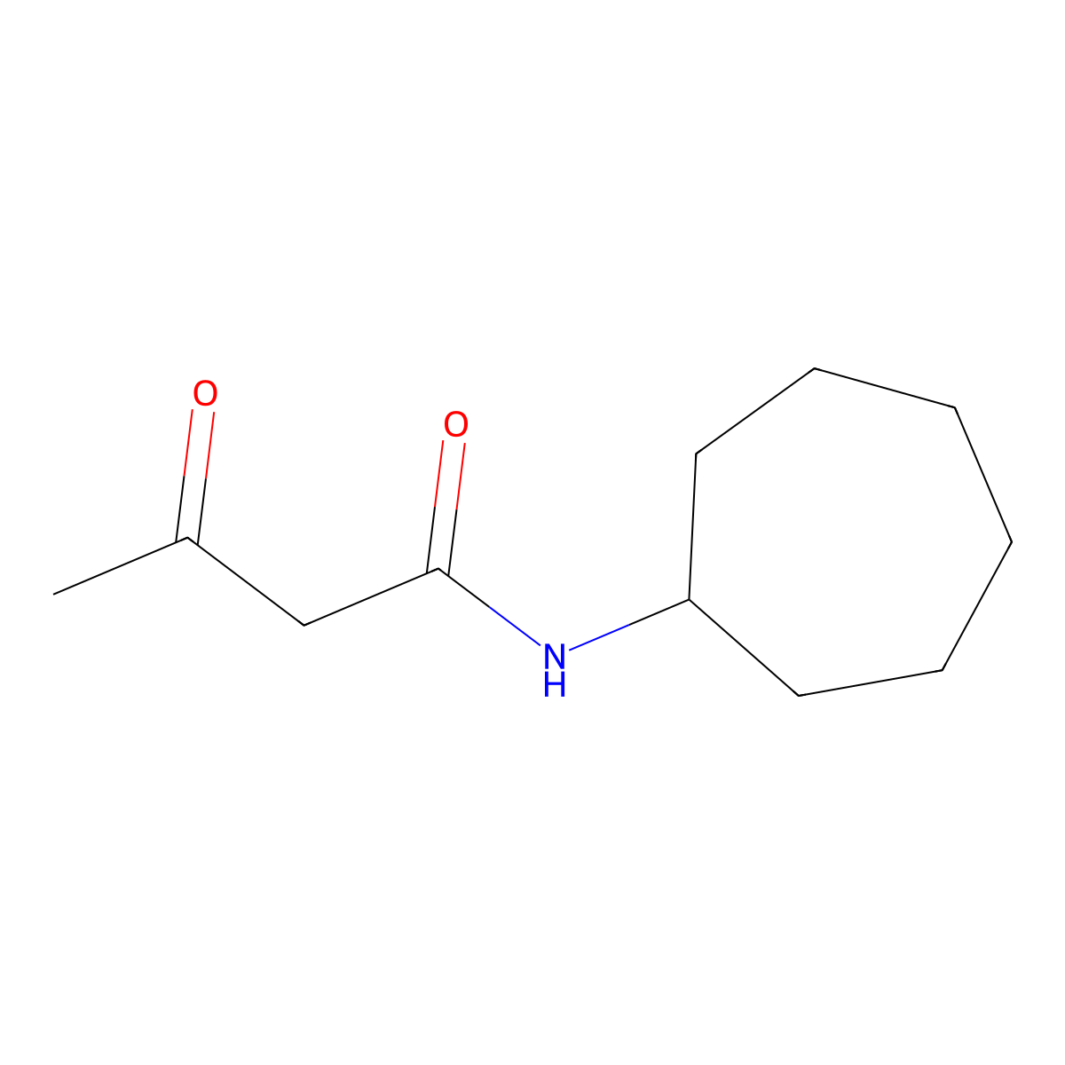 n-Cycloheptyl-3-oxobutanamide molecular structure, CAS 58102-38-8
