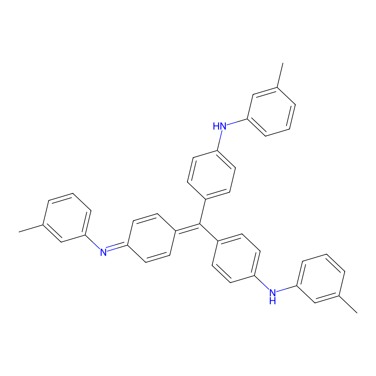 Benzenamine, N-(4-(bis(4-((3-methylphenyl)amino)phenyl)methylene)-2,5-cyclohexadien-1-ylidene)-3-methyl- molecular structure, CAS 58104-34-0