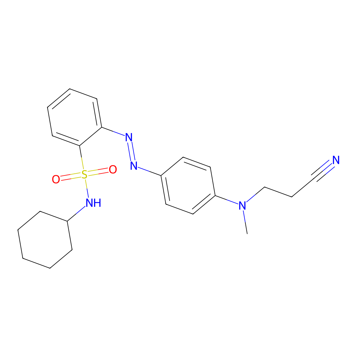 2-((4-((2-Cyanoethyl)methylamino)phenyl)azo)-N-cyclohexylbenzenesulphonamide molecular structure, CAS 58104-35-1