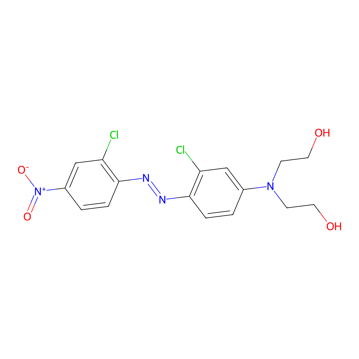 Ethanol, 2,2'-[[3-chloro-4-[2-(2-chloro-4-nitrophenyl)diazenyl]phenyl]imino]bis- molecular structure, CAS 58104-46-4