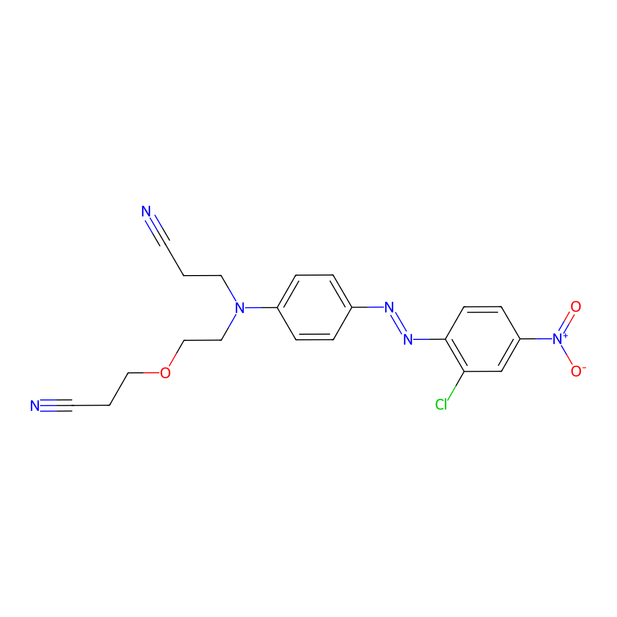 Propanenitrile, 3-[[4-[2-(2-chloro-4-nitrophenyl)diazenyl]phenyl][2-(2-cyanoethoxy)ethyl]amino]- molecular structure, CAS 58104-49-7