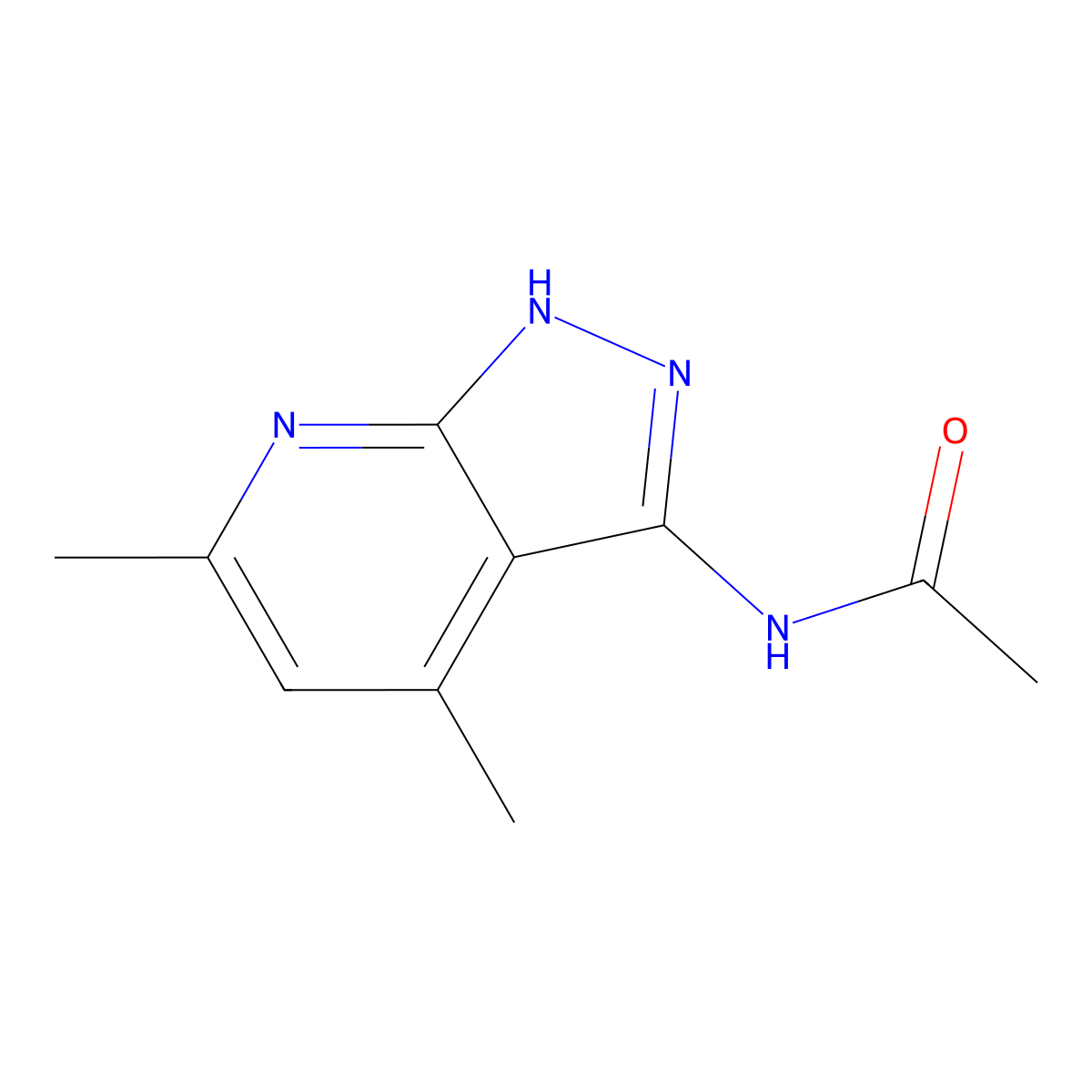 N-(4,6-dimethyl-1H-pyrazolo[3,4-b]pyridin-3-yl)acetamide molecular structure, CAS 58107-05-4
