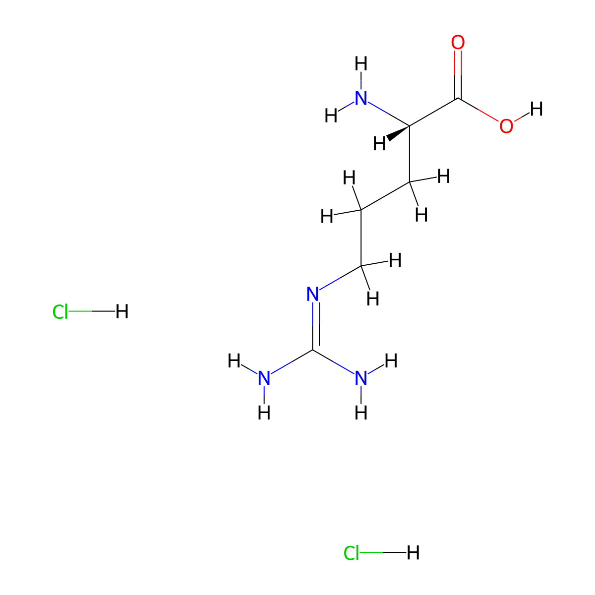 L-Arginine dihydrochloride molecular structure, CAS 58107-60-1