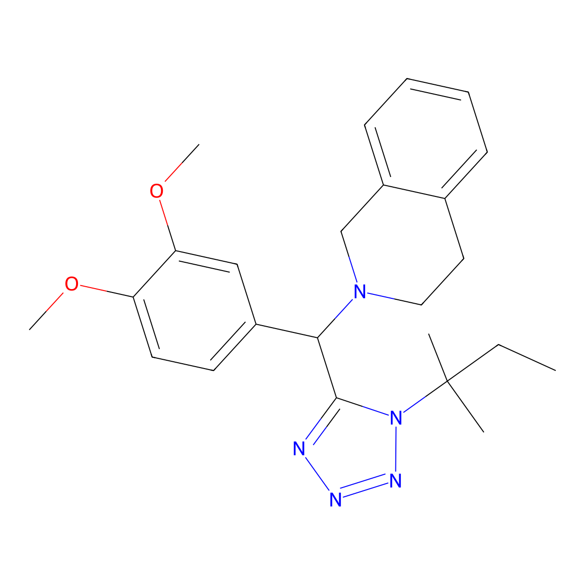 2-[(3,4-Dimethoxyphenyl)[1-(1,1-dimethylpropyl)-1H-tetrazol-5-yl]methyl]-1,2,3,4-tetrahydroisoquinoline molecular structure, CAS 581076-77-9
