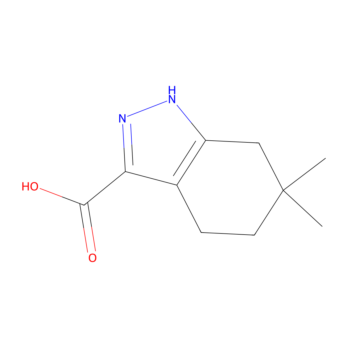 6,6-Dimethyl-4,5,6,7-tetrahydro-1H-indazole-3-carboxylic acid molecular structure, CAS 581083-30-9