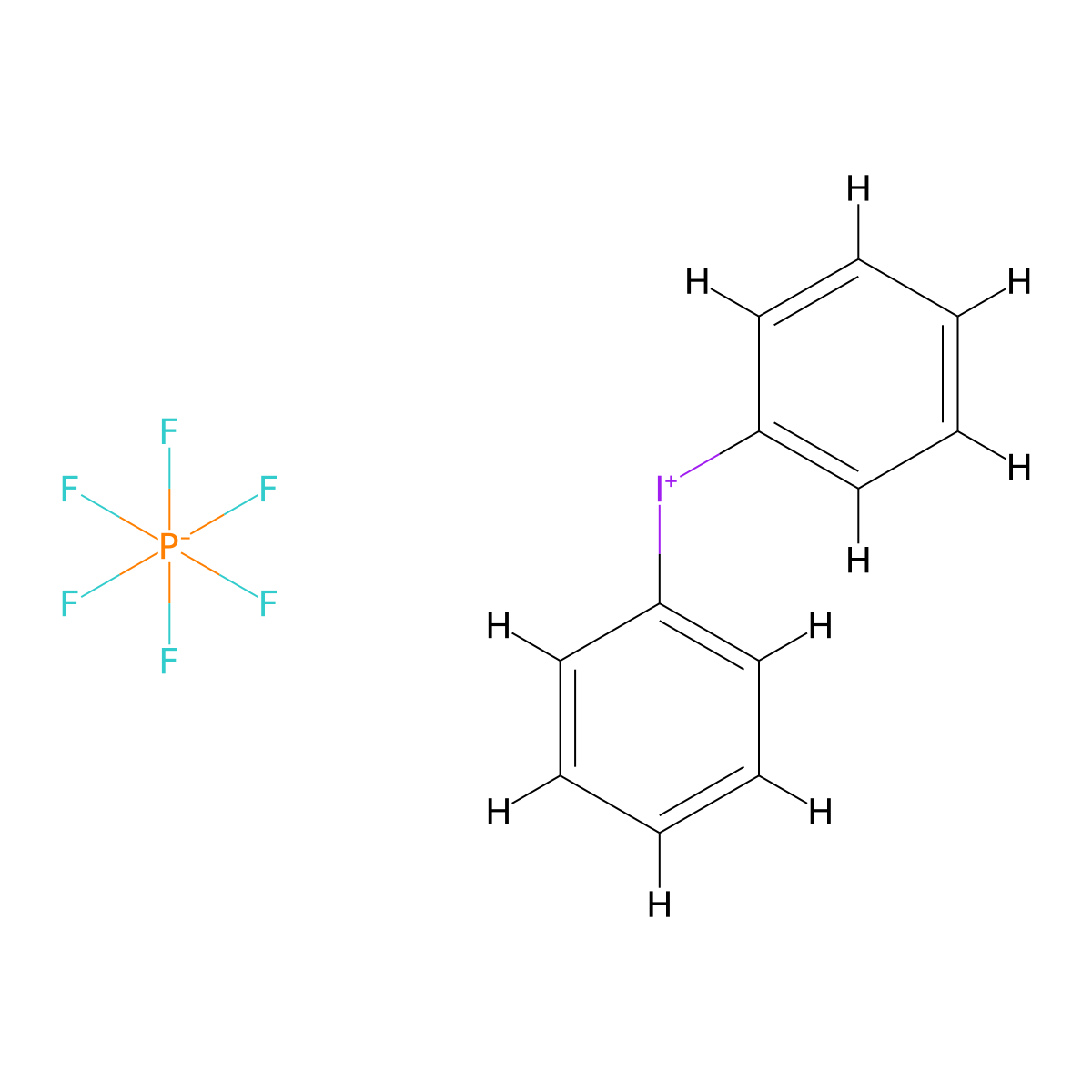Diphenyliodonium hexafluorophosphate molecular structure, CAS 58109-40-3
