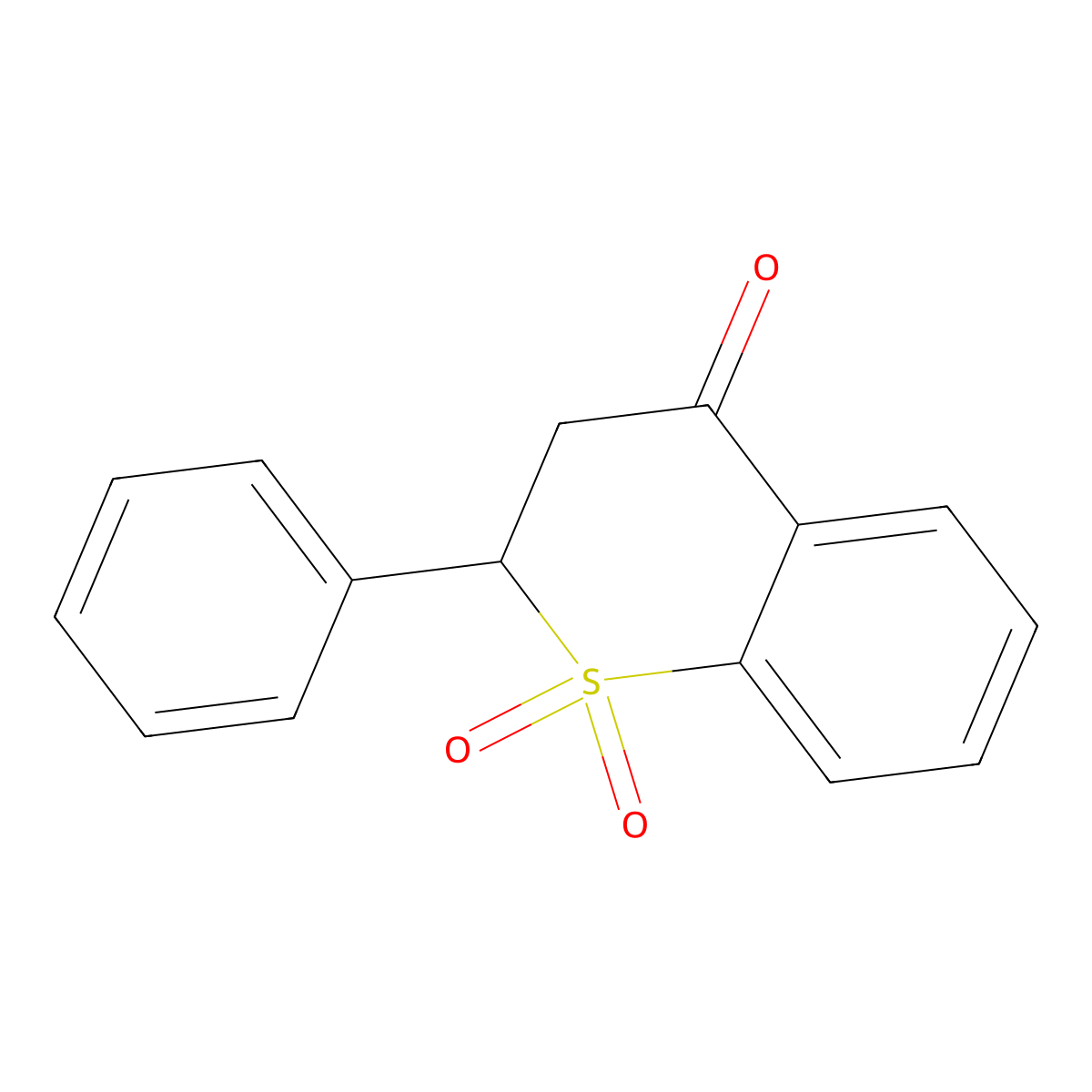 4H-1-Benzothiopyran-4-one, 2,3-dihydro-2-phenyl-, 1,1-dioxide molecular structure, CAS 58109-94-7