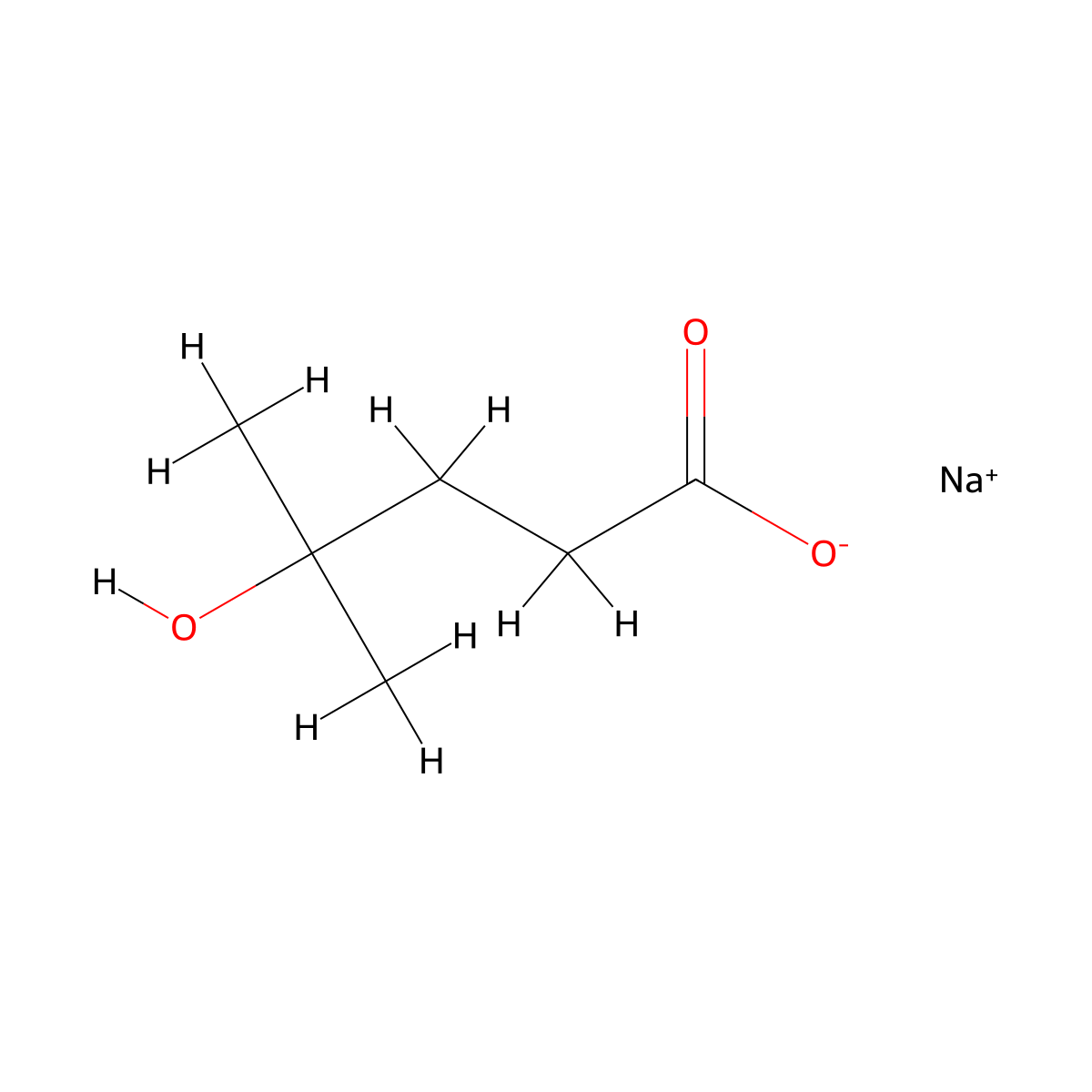Sodium 4-Hydroxy-4-methylpentanoate molecular structure, CAS 581099-89-0
