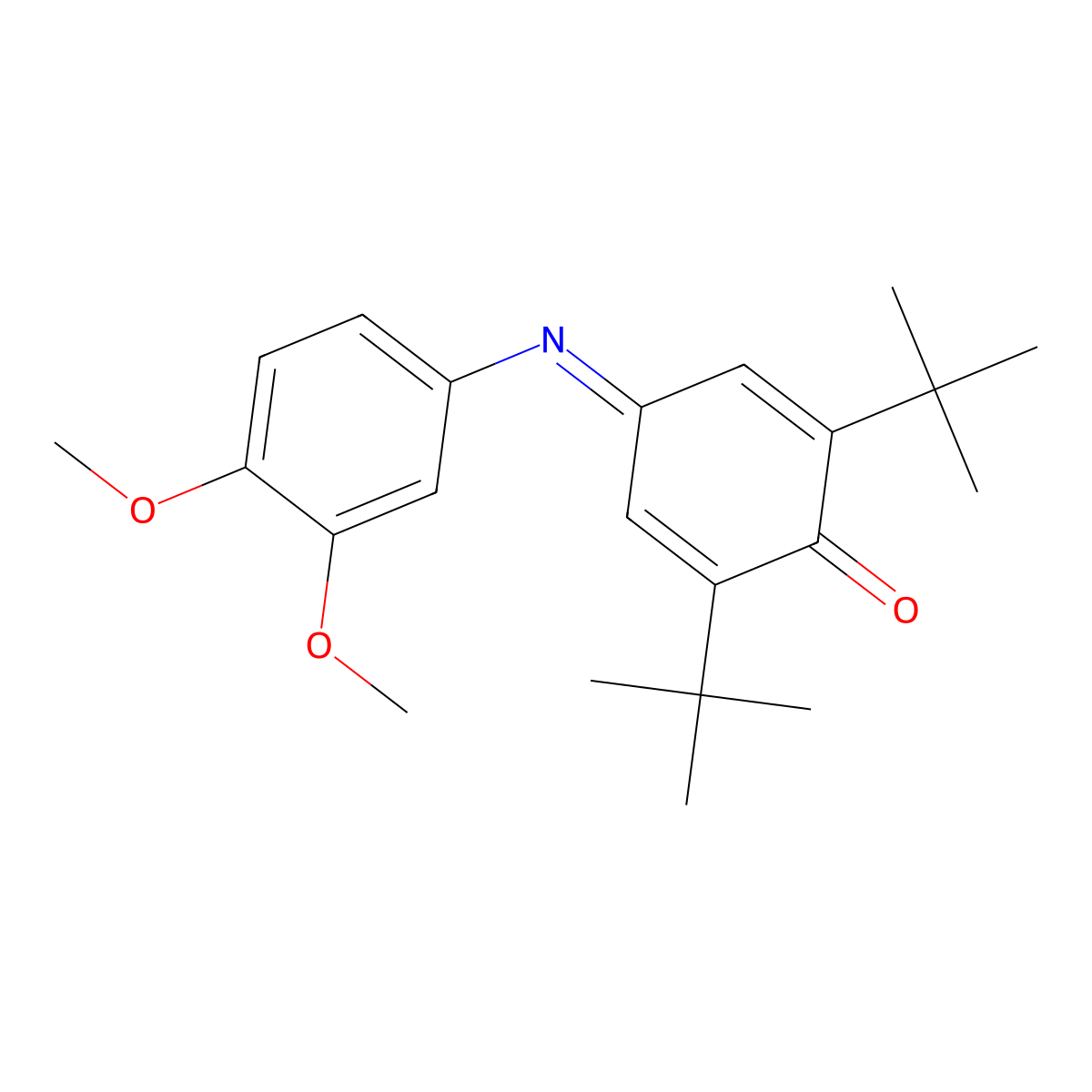 2,6-Di-tert-butyl-4-[(3,4-dimethoxyphenyl)imino]cyclohexa-2,5-dien-1-one molecular structure, CAS 5811-28-9