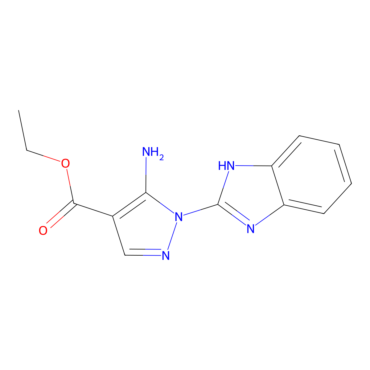 5-Amino-1-(1H-benzoimidazol-2-yl)-1H-pyrazole-4-carboxylic acid ethyl ester molecular structure, CAS 58113-07-8