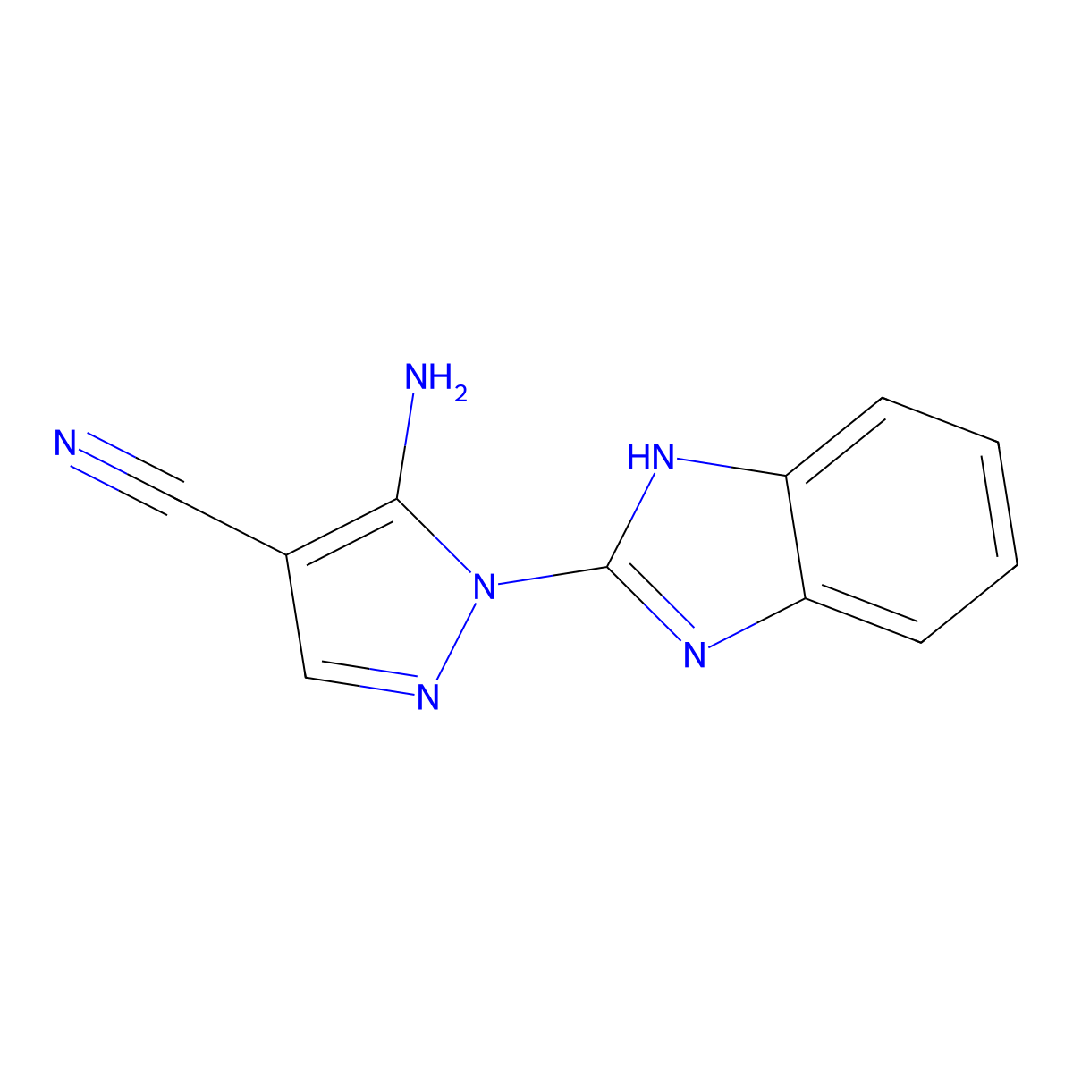 5-amino-1-(1H-benzimidazol-2-yl)-1H-pyrazole-4-carbonitrile molecular structure, CAS 58113-09-0