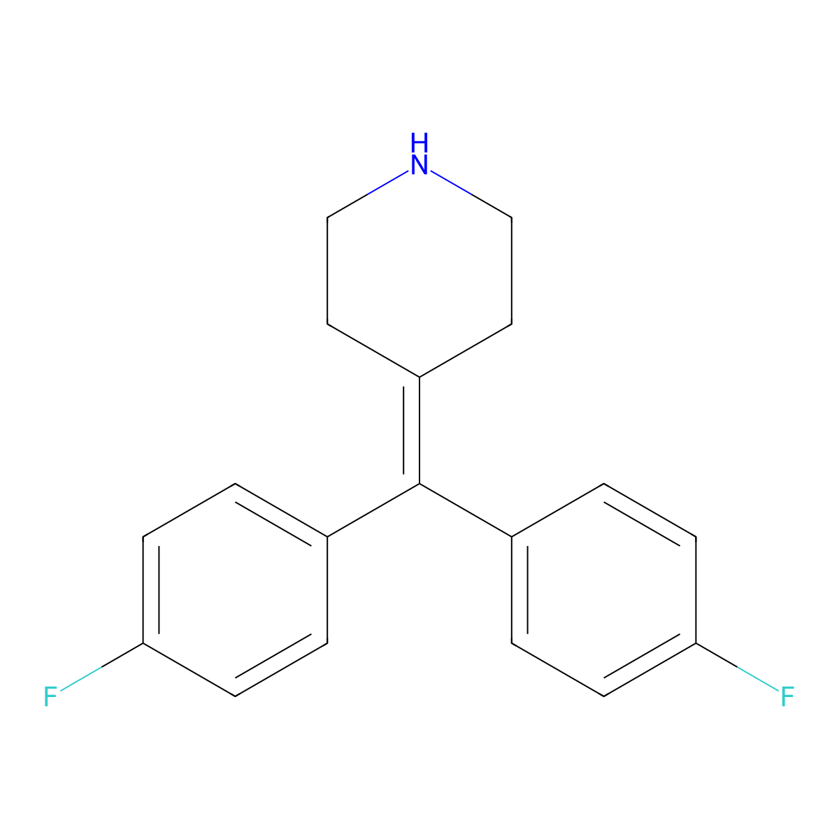 4-(Bis(4-fluorophenyl)methylene)piperidine molecular structure, CAS 58113-36-3