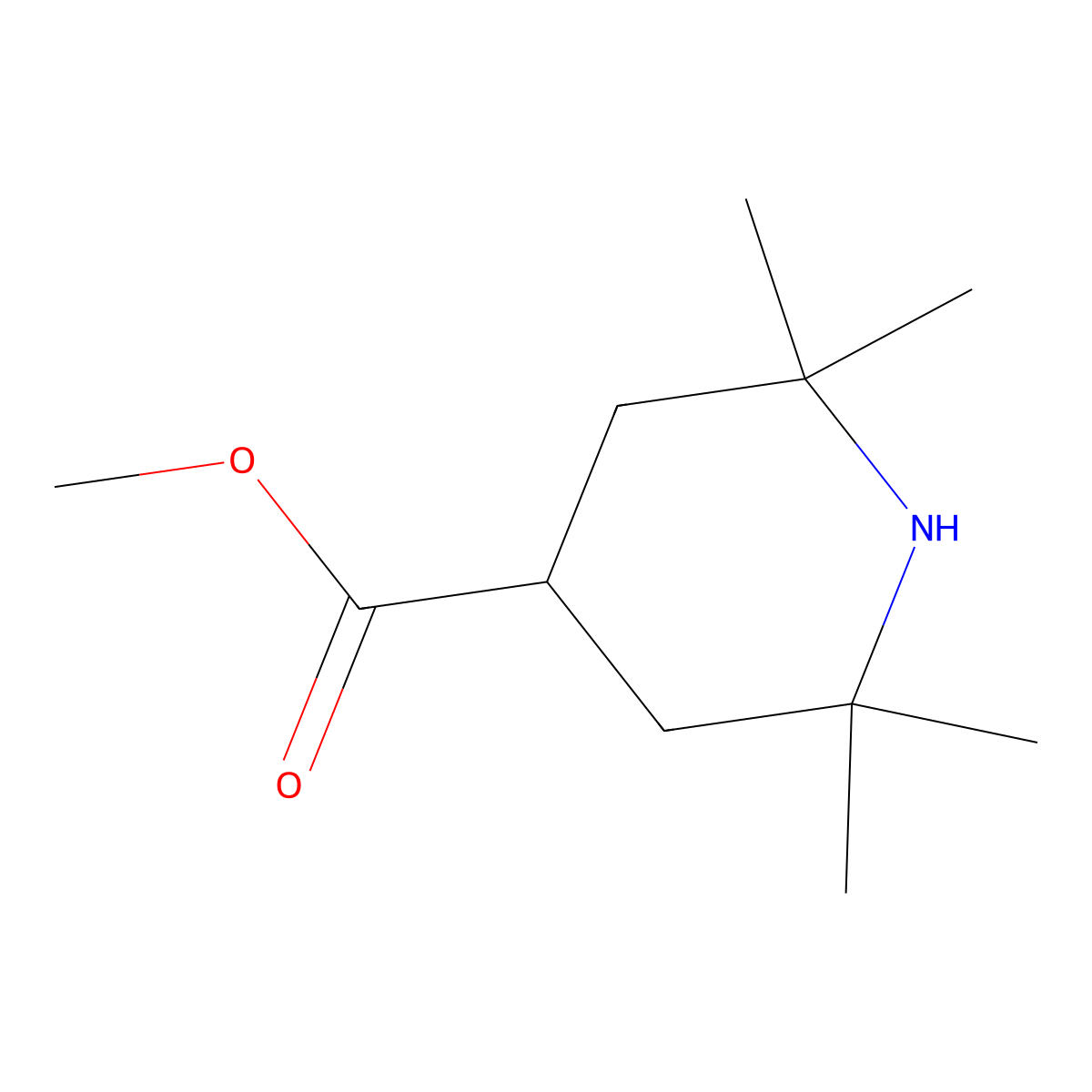 4-Piperidinecarboxylic acid, 2,2,6,6-tetramethyl-, methyl ester molecular structure, CAS 58113-54-5