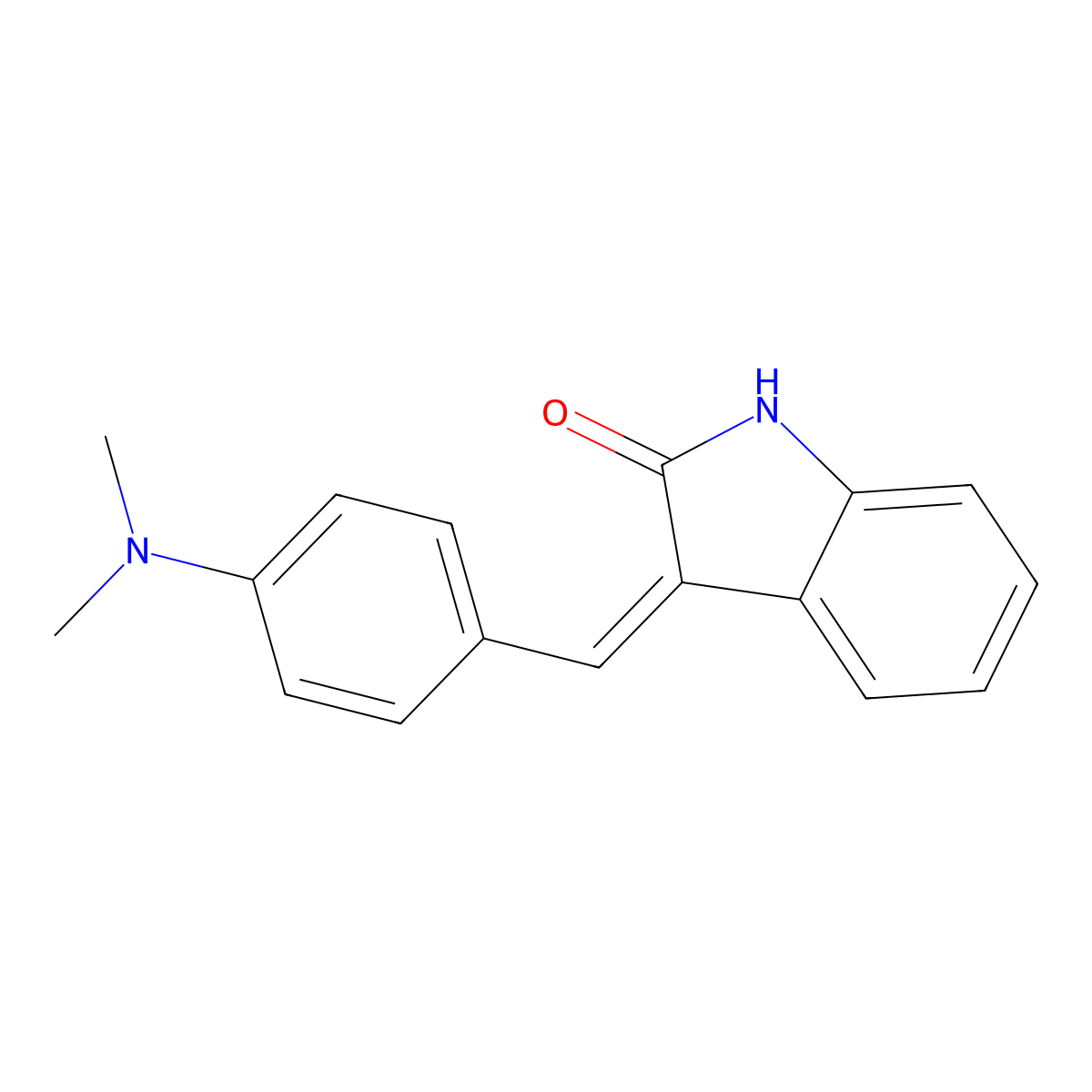 3-(4-Dimethylaminobenzylidenyl)-2-indolinone molecular structure, CAS 5812-07-7