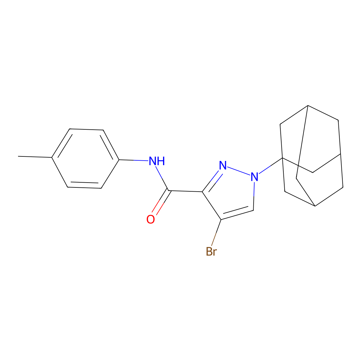 1-(1-adamantyl)-4-bromo-N-(4-methylphenyl)pyrazole-3-carboxamide molecular structure, CAS 5812-64-6