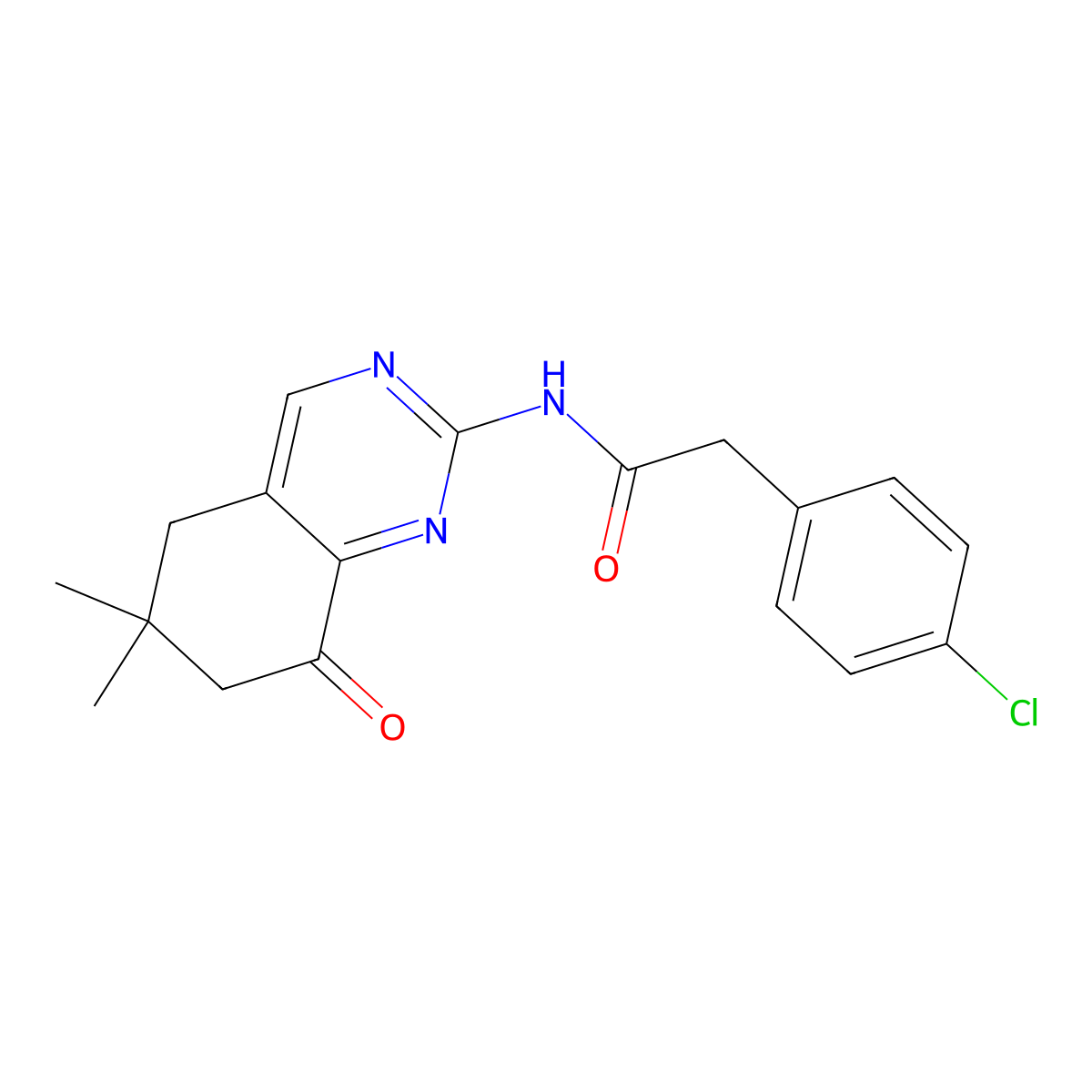 2-(4-chlorophenyl)-N-(6,6-dimethyl-8-oxo-5,7-dihydroquinazolin-2-yl)acetamide molecular structure, CAS 5812-89-5