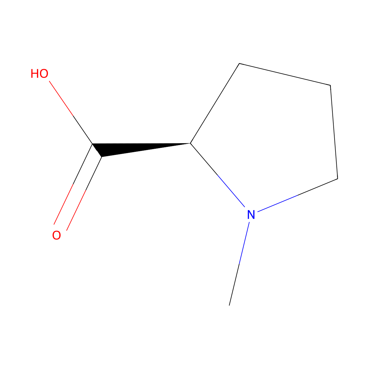(2R)-1-methylpyrrolidine-2-carboxylic acid molecular structure, CAS 58123-62-9