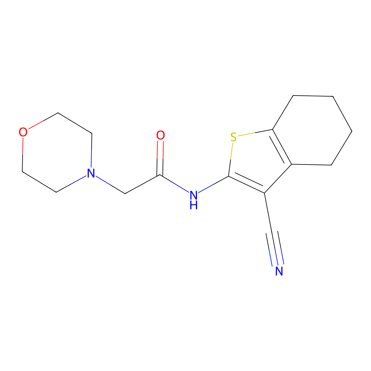 N-(3-cyano-4,5,6,7-tetrahydro-1-benzothiophen-2-yl)-2-(morpholin-4-yl)acetamide molecular structure, CAS 58125-32-9