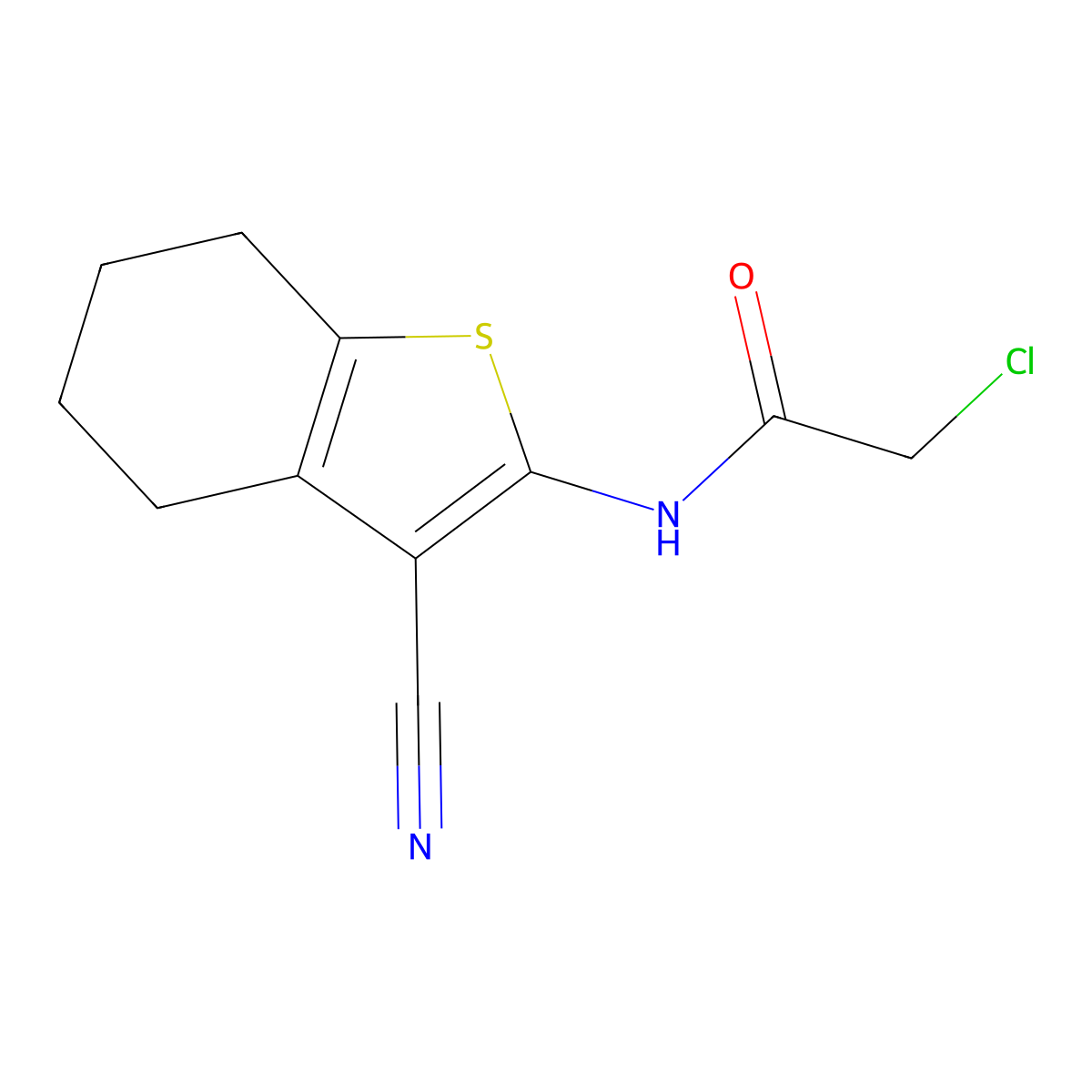 2-Chloro-N-(3-cyano-4,5,6,7-tetrahydro-1-benzothiophen-2-yl)acetamide molecular structure, CAS 58125-40-9