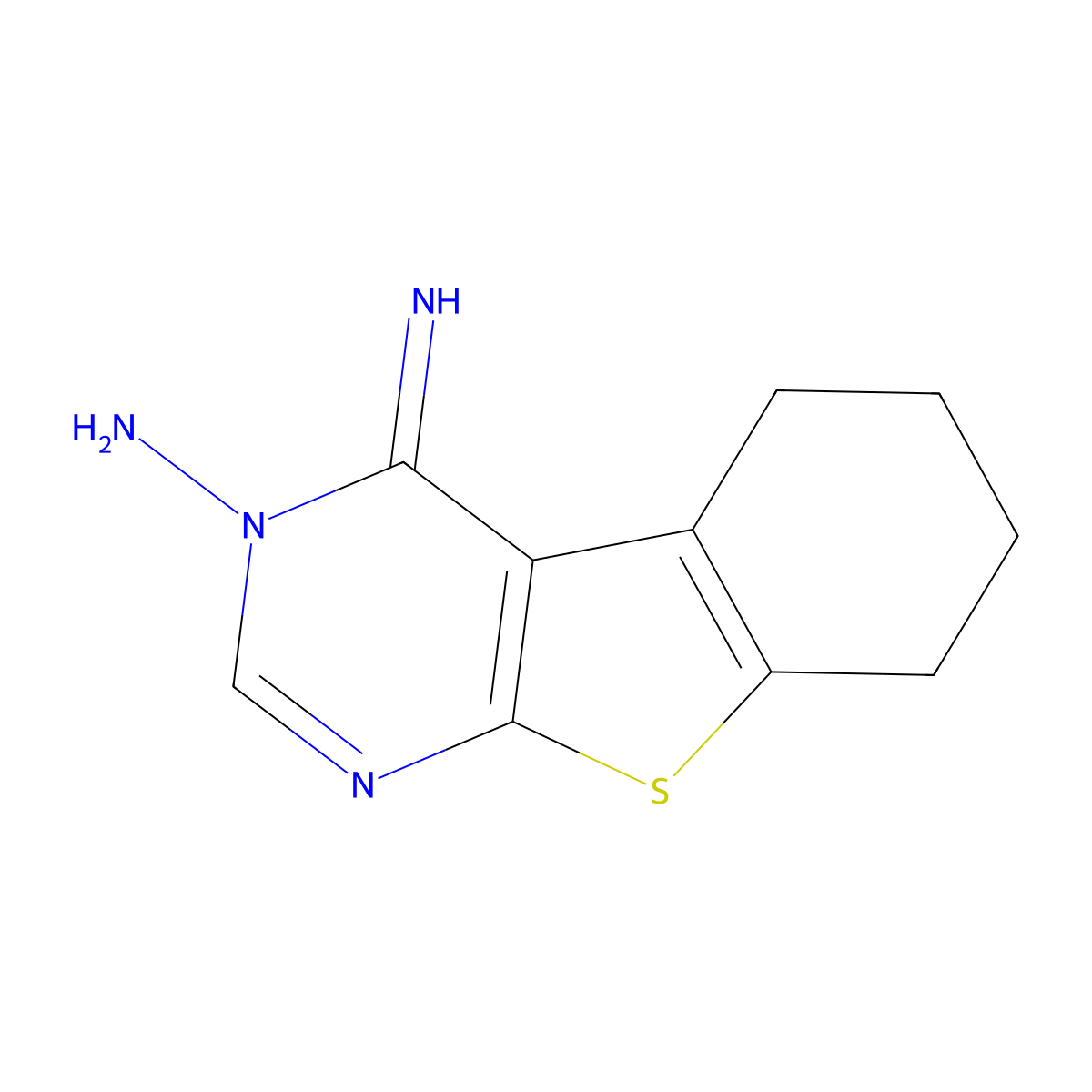 4-imino-5,6,7,8-tetrahydro[1]benzothieno[2,3-d]pyrimidin-3(4H)-amine molecular structure, CAS 58125-43-2