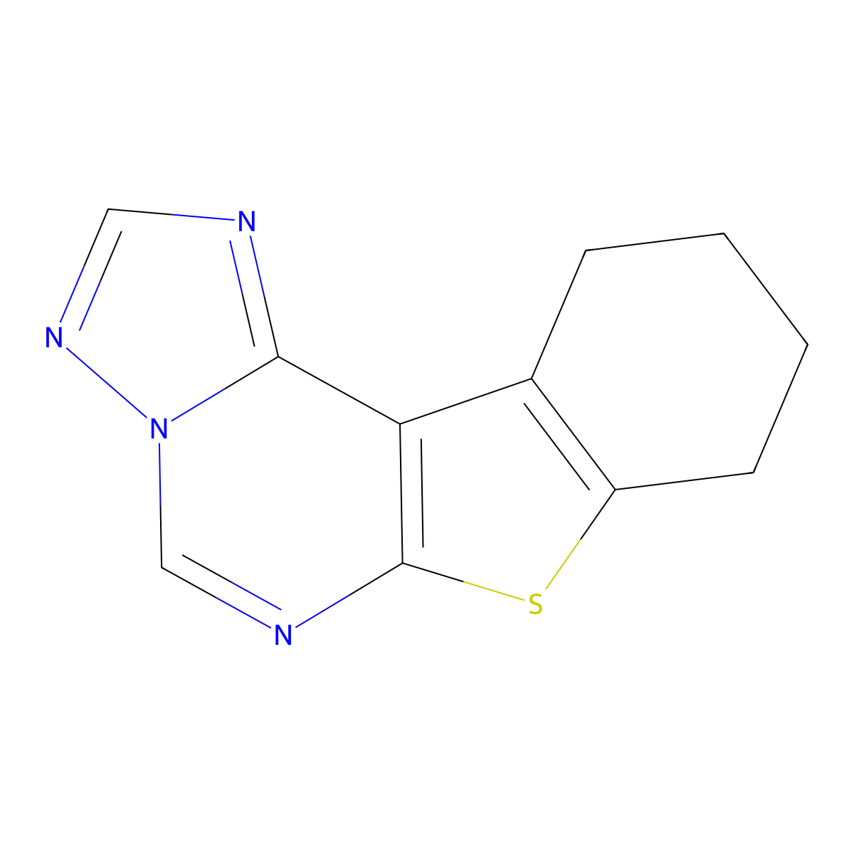 8,9,10,11-Tetrahydro[1]benzothieno[3,2-e][1,2,4]triazolo[1,5-c]pyrimidine molecular structure, CAS 58125-46-5