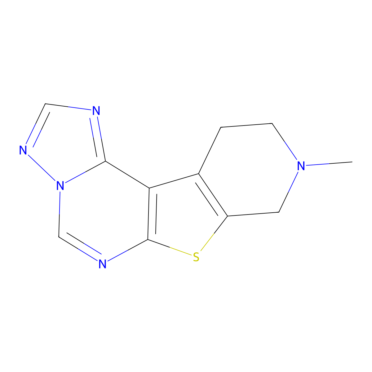 9-Methyl-8,9,10,11-tetrahydropyrido[4',3':4,5]thieno[3,2-e][1,2,4]triazolo[1,5-c]pyrimidine molecular structure, CAS 58125-47-6
