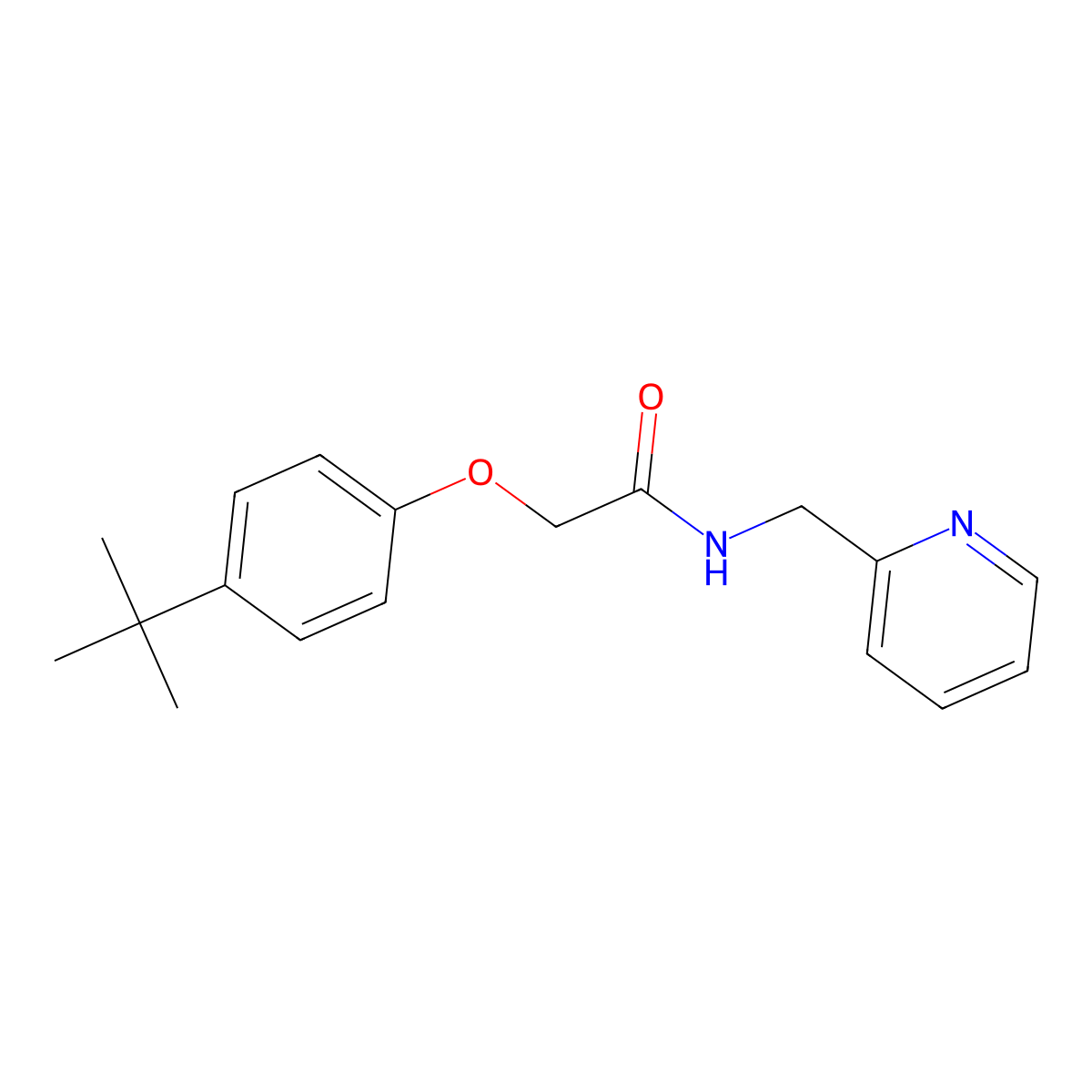 2-(4-tert-butylphenoxy)-N-(pyridin-2-ylmethyl)acetamide molecular structure, CAS 5813-50-3