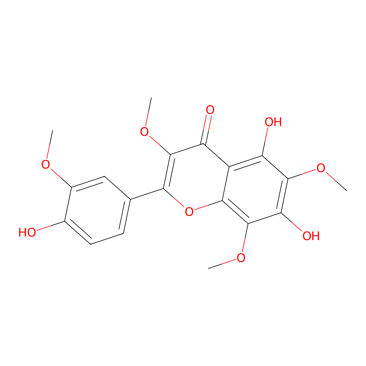 5,7-Dihydroxy-2-(4-hydroxy-3-methoxy-phenyl)-3,6,8-trimethoxy-chromen-4-one molecular structure, CAS 58130-91-9
