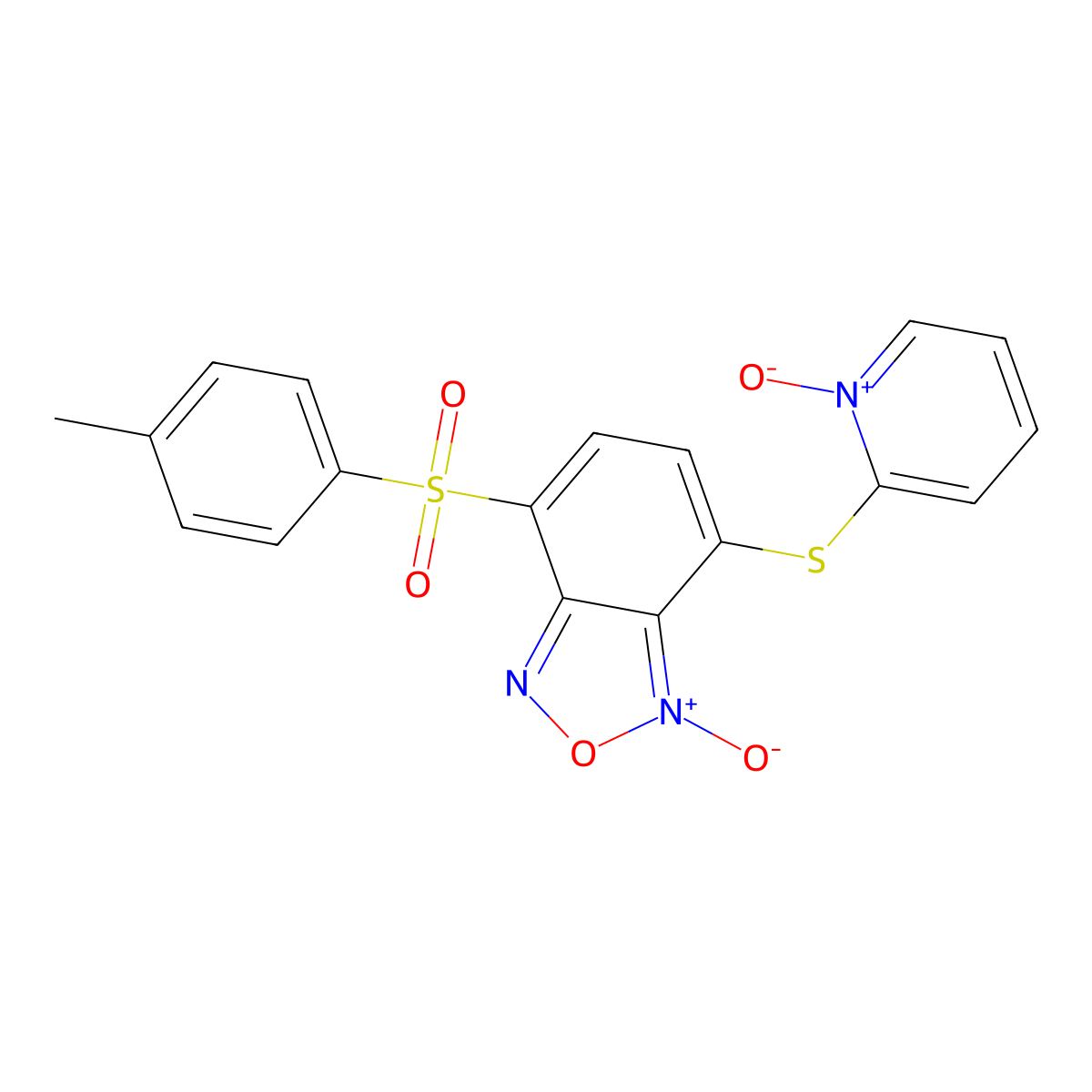 Benzofurazan, 4-((4-methylphenyl)sulfonyl)-7-(2-pyridinylthio)-, N,1-dioxide molecular structure, CAS 58131-58-1