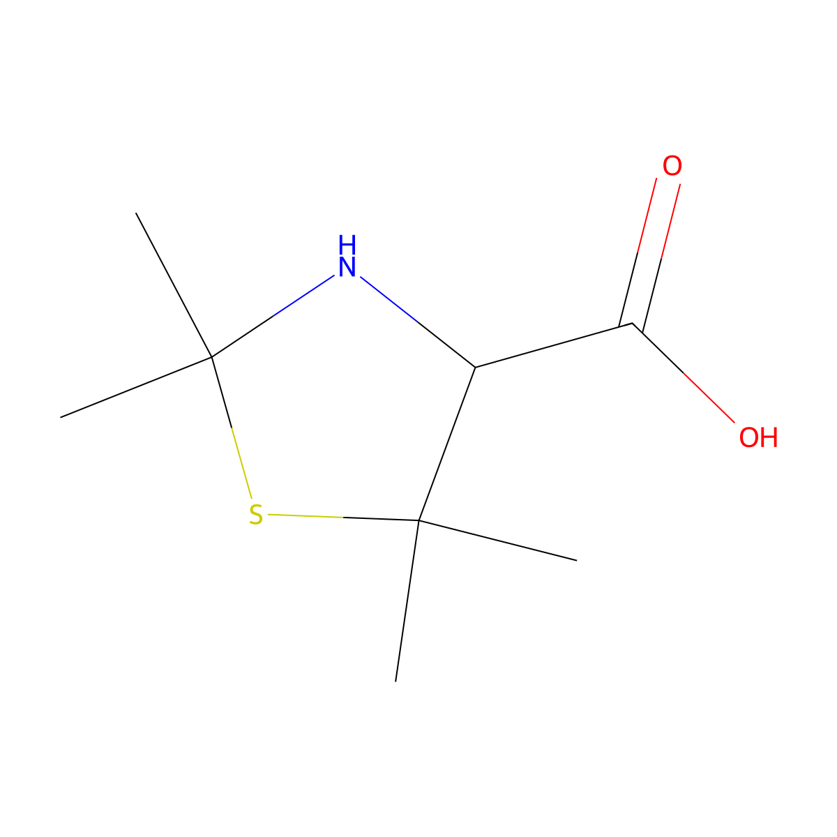 2,2,5,5-Tetramethylthiazolidine-4-carboxylic acid molecular structure, CAS 58131-62-7