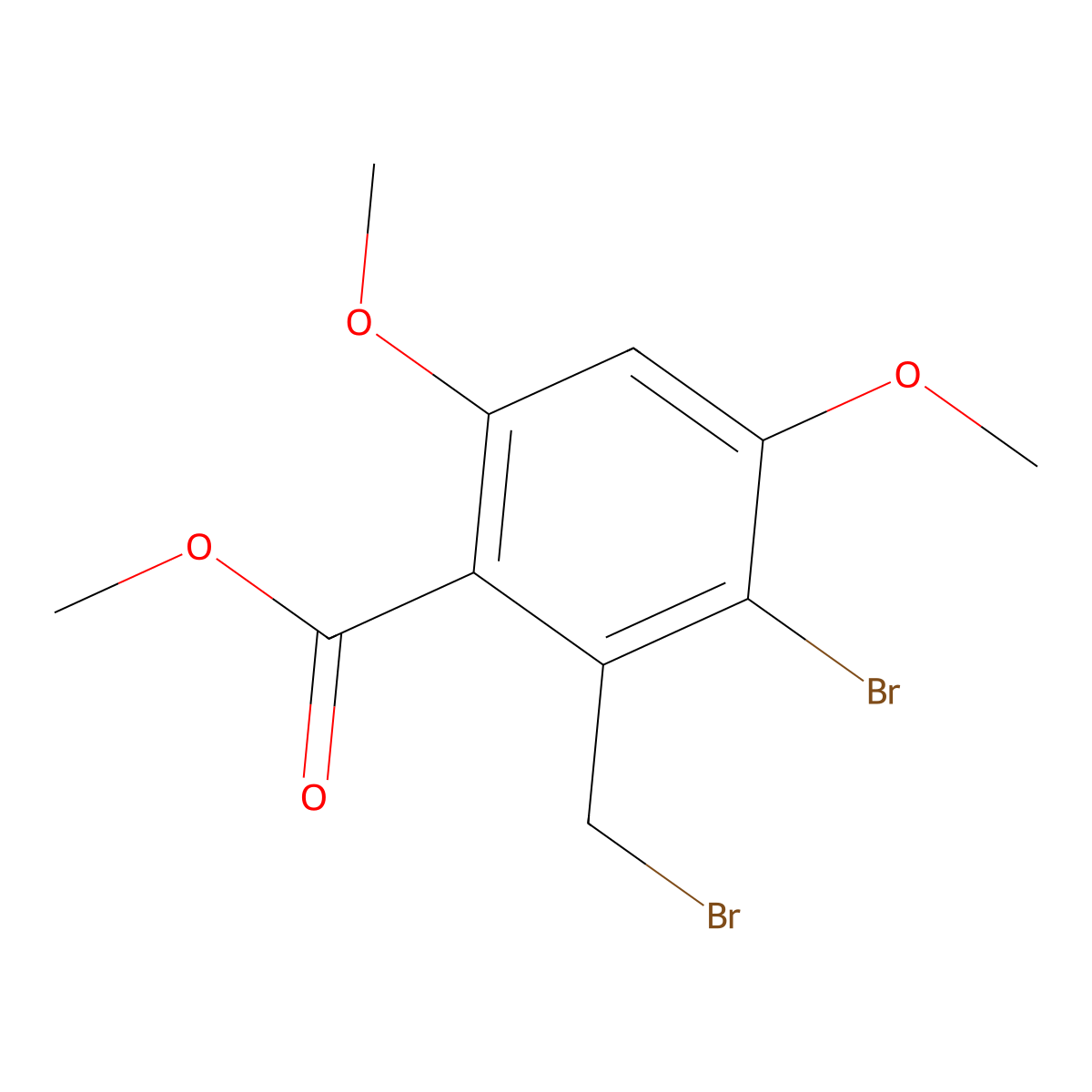 Methyl 3-bromo-2-(bromomethyl)-4,6-dimethoxybenzoate molecular structure, CAS 58137-74-9