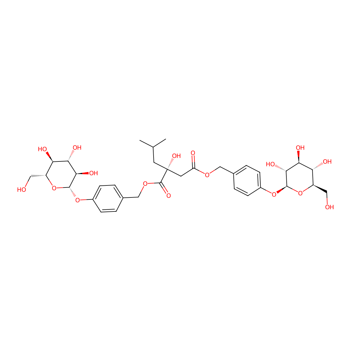 Bis(4-(glucopyranosyloxy)benzyl) 2-sec-butylmalate molecular structure, CAS 58139-23-4