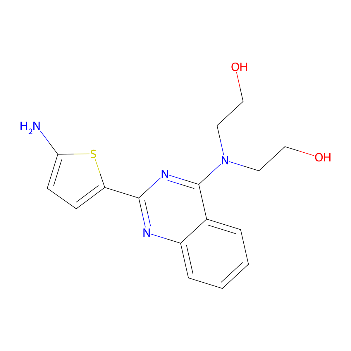 Ethanol, 2,2'-((2-(5-amino-2-thienyl)-4-quinazolinyl)imino)bis- molecular structure, CAS 58139-49-4