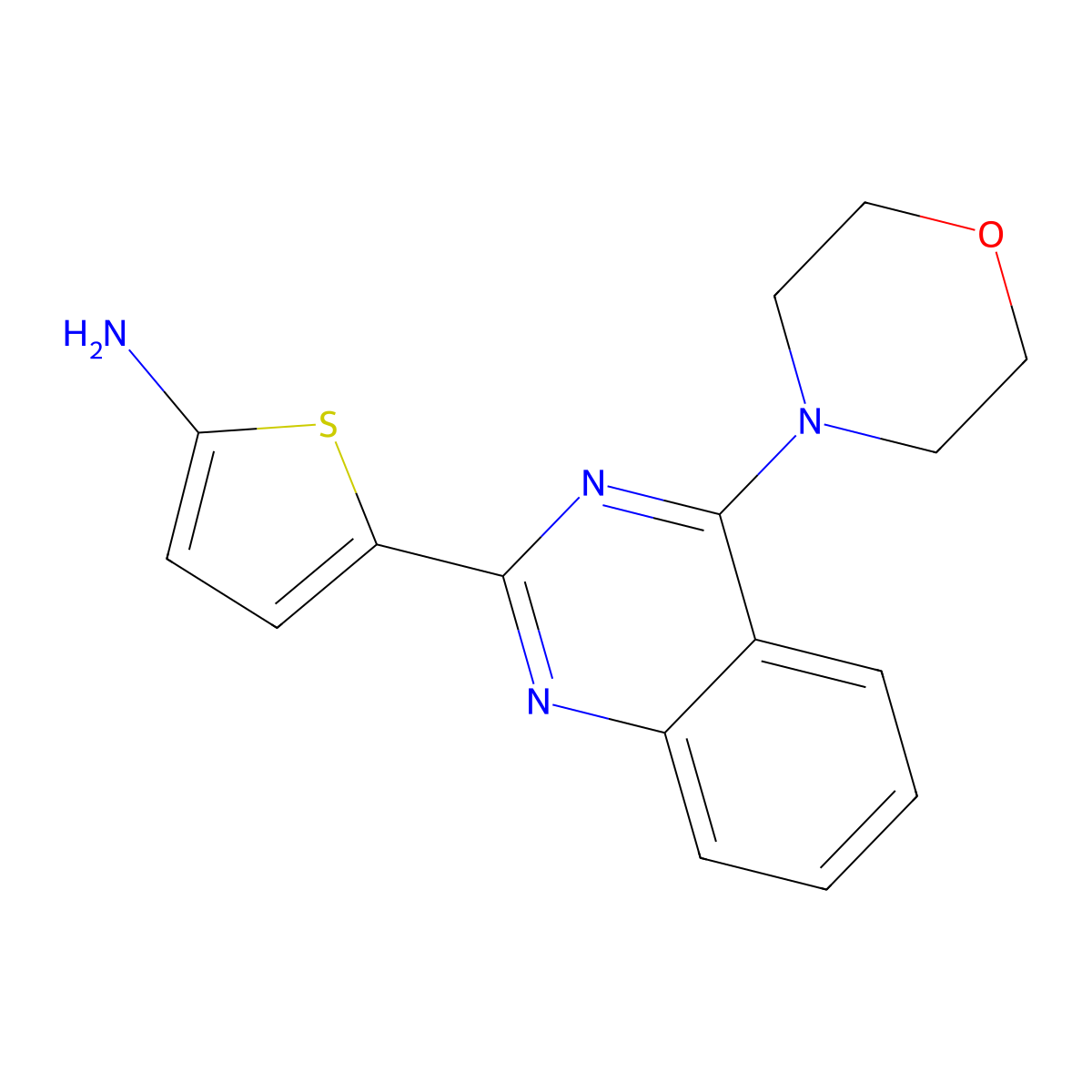 2-Thiophenamine, 5-(4-(4-morpholinyl)-2-quinazolinyl)- molecular structure, CAS 58139-50-7