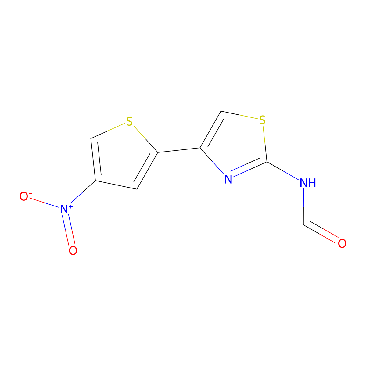 Formamide, N-(4-(4-nitro-2-thienyl)-2-thiazolyl)- molecular structure, CAS 58139-52-9
