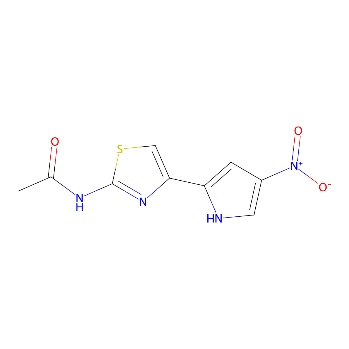 N-(4-(4-Nitro-1H-pyrrol-2-yl)-2-thiazolyl)acetamide molecular structure, CAS 58139-58-5