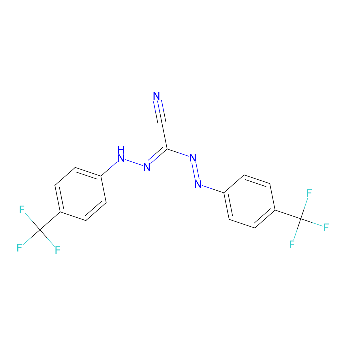 3-Formazancarbonitrile, 1,5-bis(4-(trifluoromethyl)phenyl)- molecular structure, CAS 58139-96-1