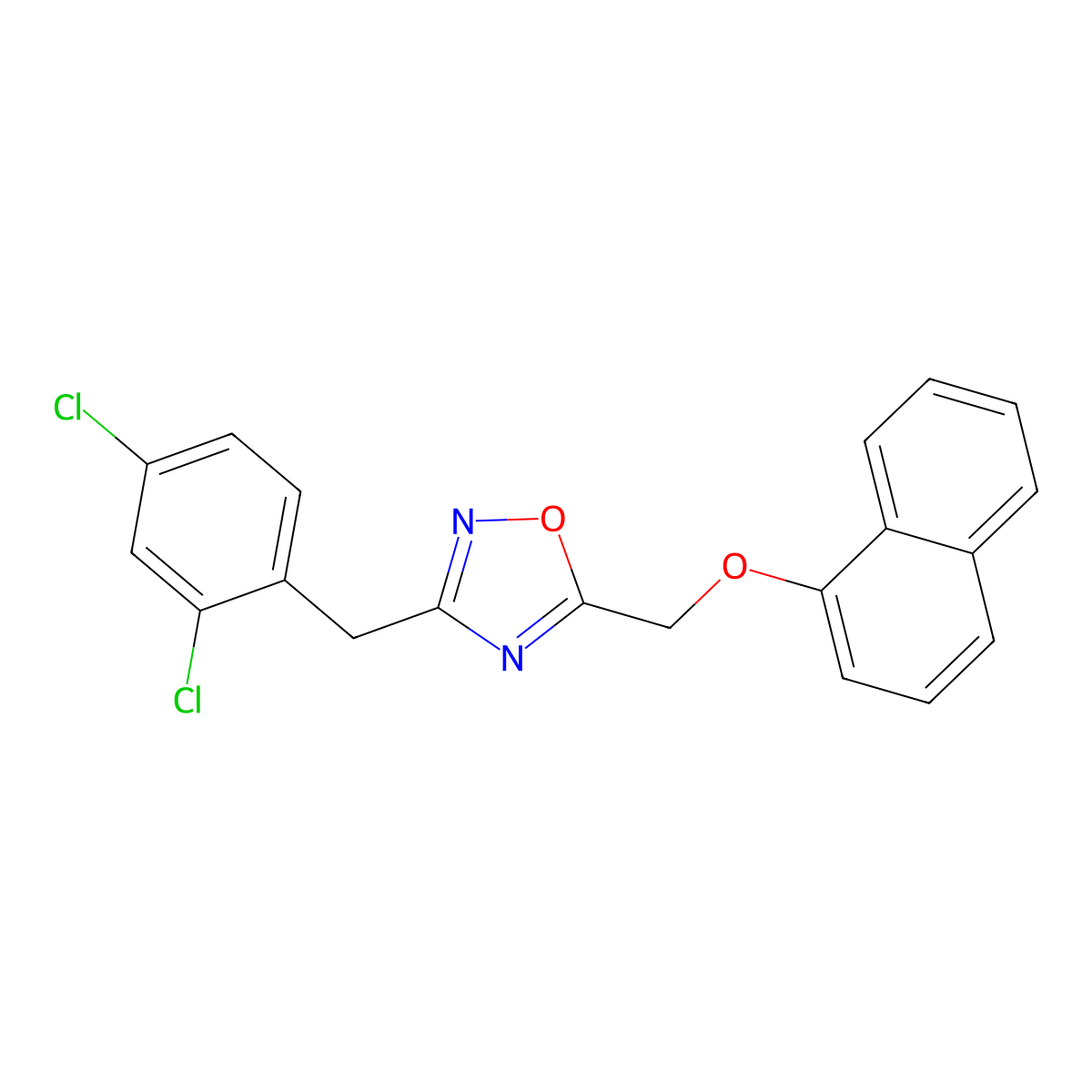 3-[(2,4-Dichlorophenyl)methyl]-5-(naphthalen-1-yloxymethyl)-1,2,4-oxadiazole molecular structure, CAS 5814-04-0