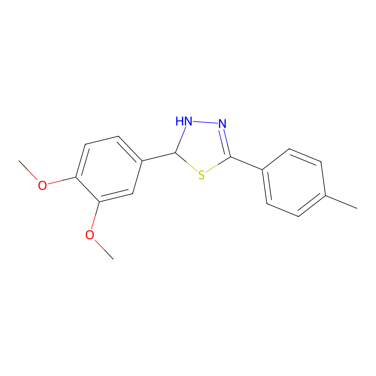 2-(3,4-Dimethoxyphenyl)-5-(4-methylphenyl)-2,3-dihydro-1,3,4-thiadiazole molecular structure, CAS 5814-87-9